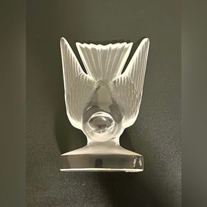 VTG Lalique France Crystal 1950's Hirondelle Swallow Paperweight Bookend